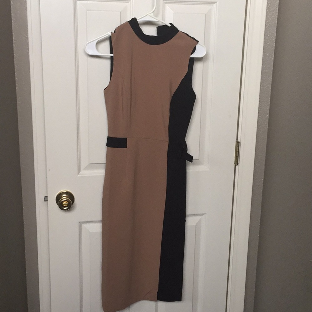WHBM brown and black sheath dress EUC